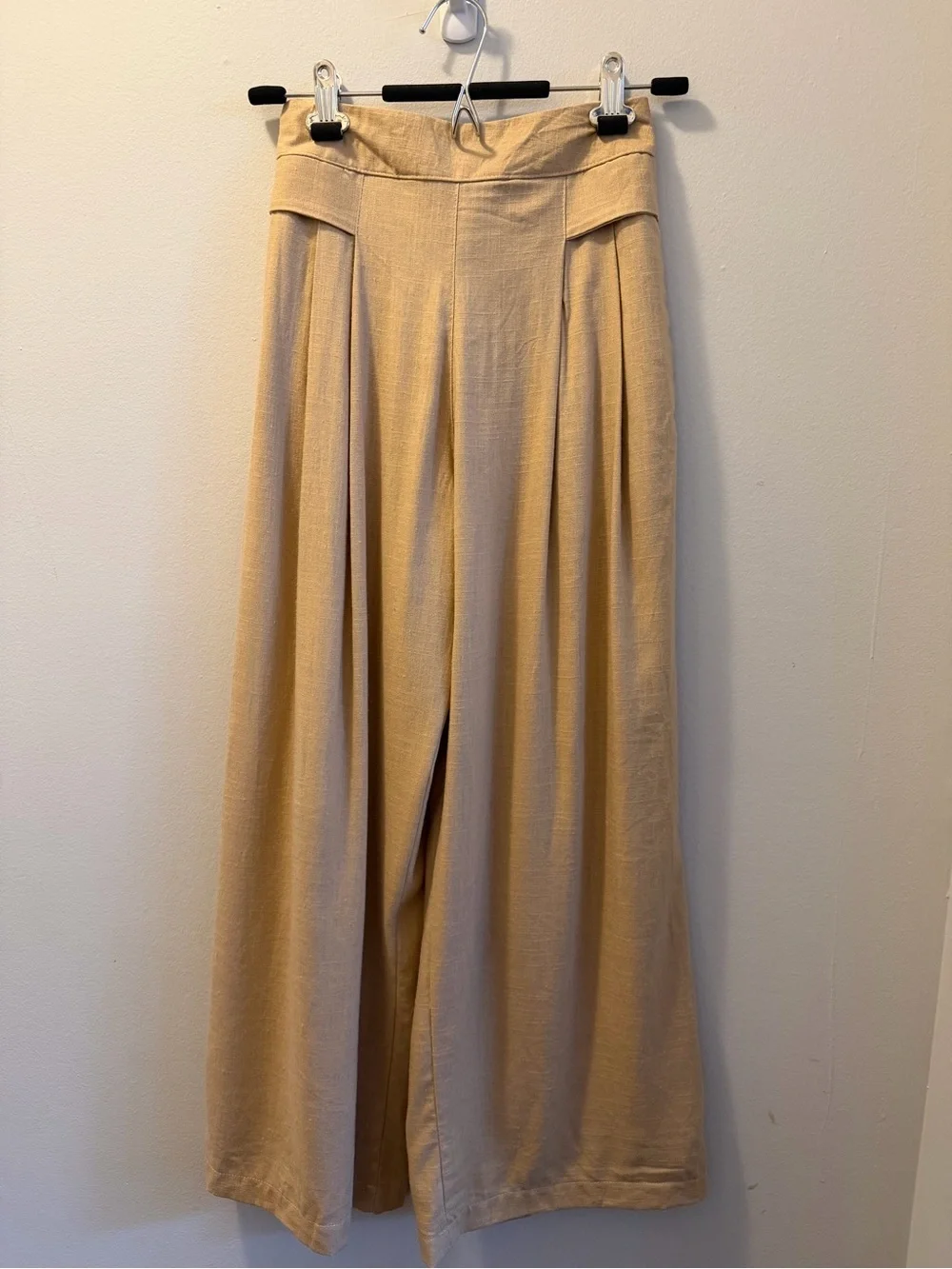 Cotton Linen Top with Ruffle Tie Waist and Straight Pants Set - Taupe - Picture 3 of 5